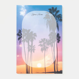 Name Tropical Vibrant Rainbow Sunset Palm Tree Post-it Klebezettel