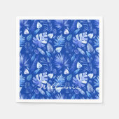 Name Tropische Blätter Cobalt Blue Standard Cockta Serviette (Vorderseite)
