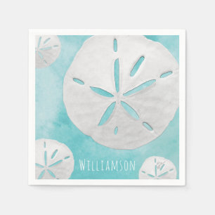 Name Tropischer Sand Dollar Türkische Wasserfarbe Serviette