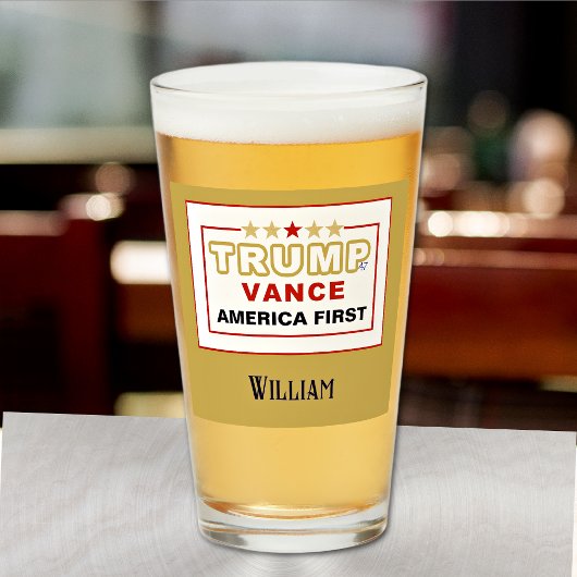 Name, Trump-Vance America First 2025 Pint Glas
