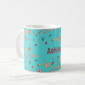 Name, Türkis Candy & Cookies 11oz Kaffeetasse (Vorderseite Links)