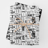 Name Typografie Schwarz-weiß Word Cloud 50. Geschenkpapier Set (Beispiel)
