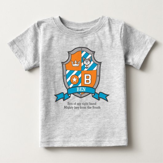 Name u. Bedeutung Ben-Jungen B adelt Schildhund Baby T-shirt (Vorderseite)