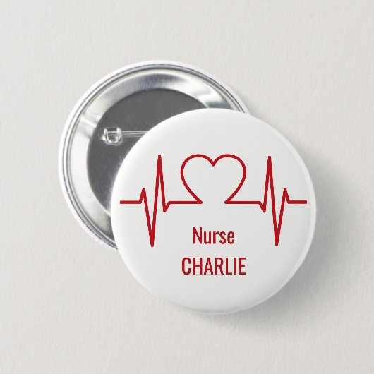 Name- u. Berufsknöpfe des Herzens EKG Button (Vorne & Hinten)