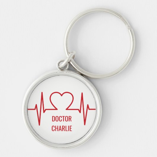Name- u. Berufsschlüsselketten des Herzens EKG Schlüsselanhänger (Vorne)