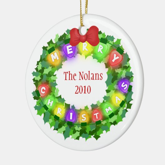 Name-u. Jahr-Weihnachtsverzierung Keramikornament (Links)