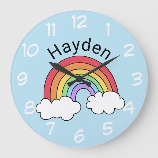 Name über dem Regenbogen Große Wanduhr (Vorderseite)