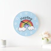 Name über dem Regenbogen Große Wanduhr (Zuhause)