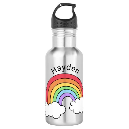 Name über dem Regenbogen Personalisiert Edelstahlflasche (Vorderseite)