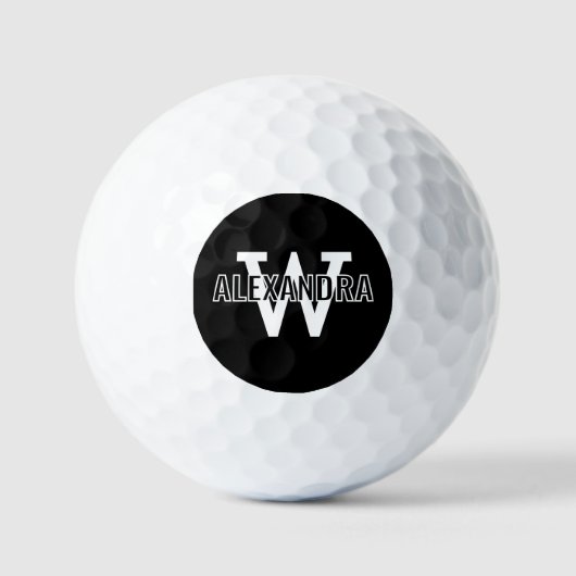 Name über einfaches, fett Single Initial Monogram  Golfball (Vorderseite)