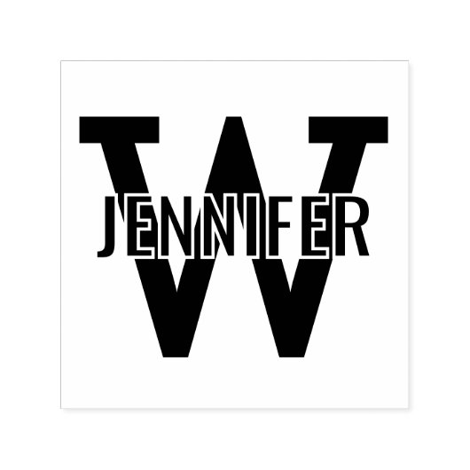 Name über einfaches, fett Single Initial Monogram Permastempel (Design)