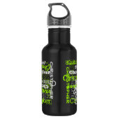 Name überall in Neon Green Collage Typografisch Trinkflasche (Rückseite)