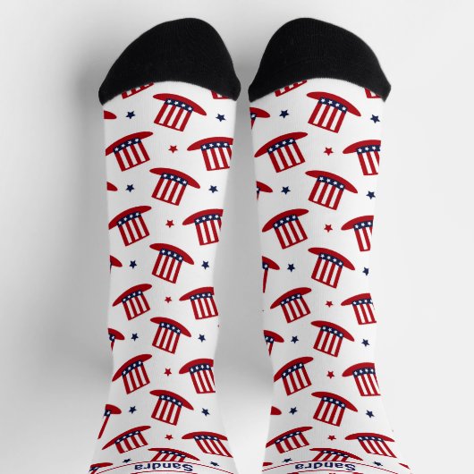 Name, Uncle Sam Red White Blue Top Hat Socken (Oben)