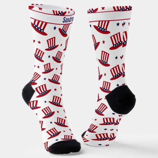 Name, Uncle Sam Red White Blue Top Hat Socken (Gewinkelt)