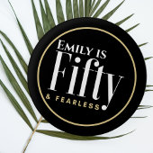 Name und 50 & Fearless Elegant Modernes Schwarzes  Button