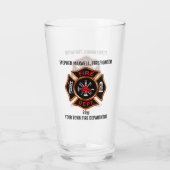 Name und Abteilung des Feuerwehrpersonals Glas (Rückseite)