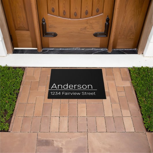 Name und Adresse des Eigentümers Schwarz-weiß Mail Fußmatte (Außenbereich)