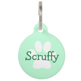 Name und Adresse des grünen Hundes, Markierung für Haustiermarke