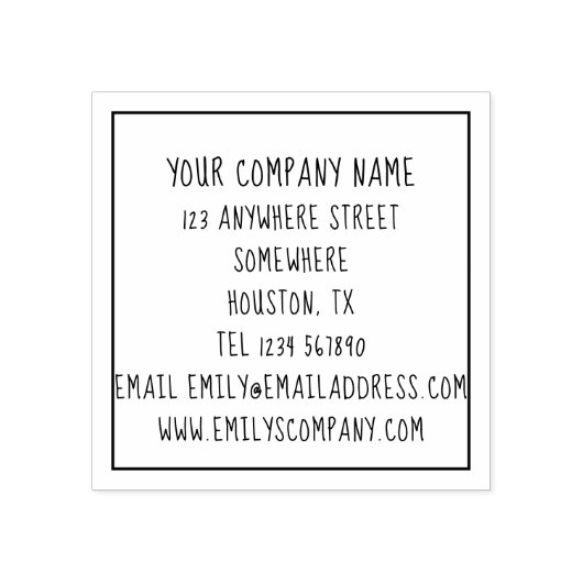 Name und Adresse des informellen Unternehmens Gummistempel (Prägung)