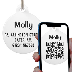 Name und Adresse des Pets mit QR-Code-Design Haustiermarke