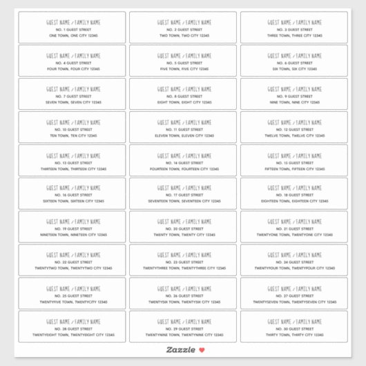 Name- und Adressenkennzeichnungen für Ankündigungs Aufkleber (Blatt)