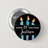 Name und Age Blue Candles Happy Birthday Geschenk  Button (Vorne & Hinten)