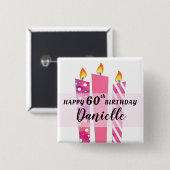 Name und Alter Coole Kerzen hinzufügen Happy Birth Button (Vorne & Hinten)