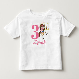 Name-und Alter Cowgirl-Geburtstag Kleinkind T-shirt