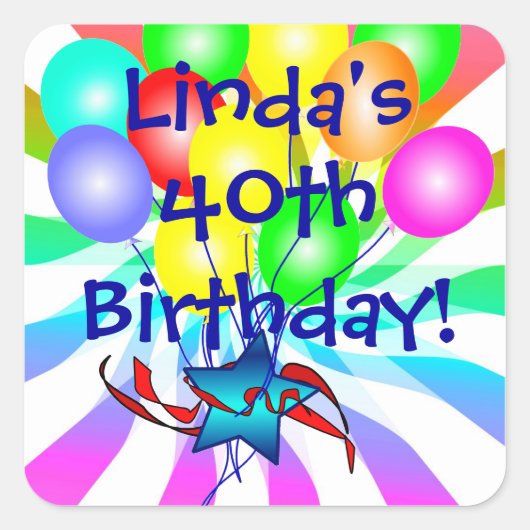 Name und Alter Geburtstagskleber Quadratischer Aufkleber (Vorderseite)