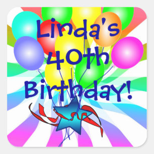 Name und Alter Geburtstagskleber Quadratischer Aufkleber