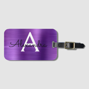 Name und Anfangsbezeichnung des Lila gebürsteten M Gepäckanhänger