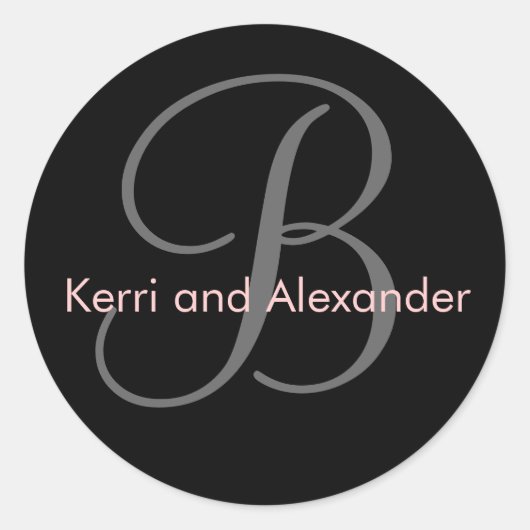 Name und Anfangsbuchstabe B Aufkleber schwarz und  (Vorderseite)