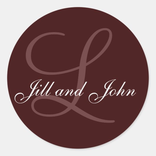 Name und Anfangsbuchstabe braun Runder Aufkleber (Vorderseite)