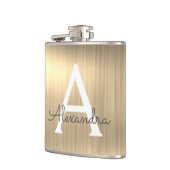 Name und Anfangsbuchstabe des goldgegossenen Metal Flachmann (Links)