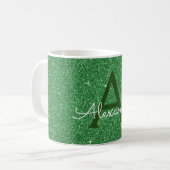 Name und Anfangsbuchstabe des grünen Sparkle-Glitz Kaffeetasse (Vorderseite Links)