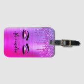 Name und Anfangsbuchstabe des lila gebürsteten Met Gepäckanhänger (Vorderseite (Horizontal))
