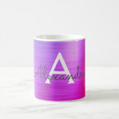 Name und Anfangsbuchstabe des lila Metallic Monogr Kaffeetasse (Mittel)
