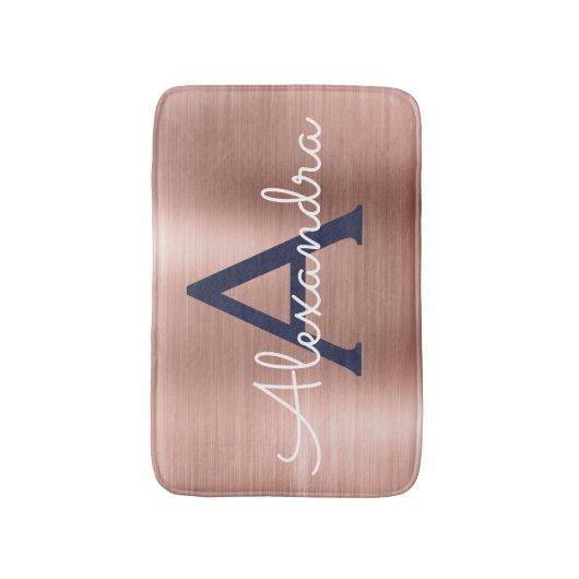 Name und Anfangsbuchstabe des Rose-Gold-Brushed-Me Badematte (Vorderseite Vertikal)