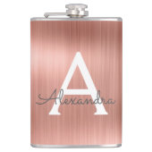 Name und Anfangsbuchstabe des Rose-Gold-Brushed-Me Flachmann (Vorderseite)