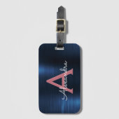 Name und Anfangsbuchstabe des Rose-Gold-Brushed-Me Gepäckanhänger (Vorderseite Vertikal)