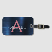 Name und Anfangsbuchstabe des Rose-Gold-Brushed-Me Gepäckanhänger (Vorderseite (Horizontal))