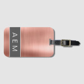 Name und Anfangsbuchstabe des Rose-Gold-Brushed-Me Gepäckanhänger (Vorderseite (Horizontal))