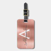 Name und Anfangsbuchstabe des Rose-Gold-Brushed-Me Gepäckanhänger (Vorderseite vertikal)