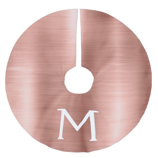 Name und Anfangsbuchstabe des Rose-Gold-Brushed-Me Polyester Weihnachtsbaumdecke (Vorderseite)