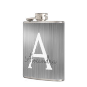 Name und Anfangsbuchstabe des rostfreien Metalls Flachmann (Links)