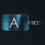 Name und Anfangsbuchstabe des rostfreien Metalls Gepäckanhänger<br><div class="desc">Modernes und elegantes Metallic Blue Brushed Metal Foil Monogram Name und Initial Travel Luggage Tag. Diese Taschenmarke ist ideal für Zurück in die Schule,  Arbeit oder Reisen.</div>
