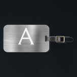 Name und Anfangsbuchstabe des rostfreien Metalls Gepäckanhänger<br><div class="desc">Luxuriöse Silver Brushed Metal Foil Monogram Name und erste Gepäckmarke. Diese Taschenmarke ist ideal für Zurück in die Schule,  Arbeit oder Reisen.</div>