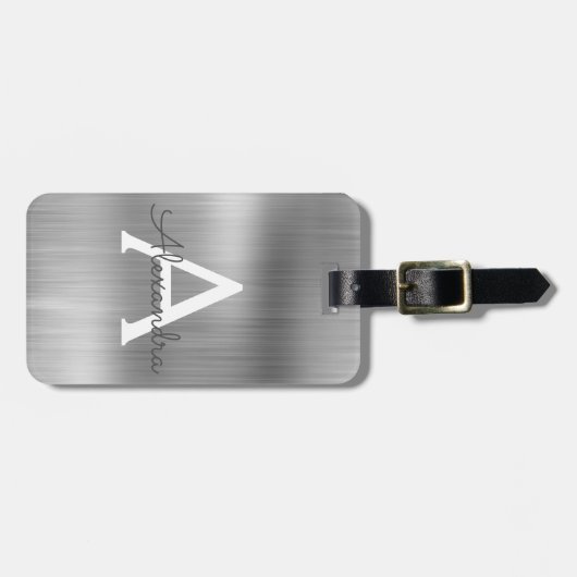 Name und Anfangsbuchstabe des rostfreien Metalls Gepäckanhänger (Vorderseite horizontal)