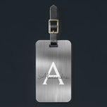 Name und Anfangsbuchstabe des rostfreien Metalls Gepäckanhänger<br><div class="desc">Silver Brushed Metal Foil Monogram Name and Initial Luggage Tag. Diese Taschenmarke ist ideal für Zurück in die Schule,  Arbeit oder Reisen.</div>