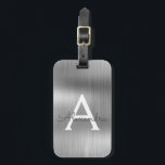 Name und Anfangsbuchstabe des rostfreien Metalls Gepäckanhänger<br><div class="desc">Silver Brushed Metal Foil Monogram Name and Initial Luggage Tag. Diese Taschenmarke ist ideal für Zurück in die Schule,  Arbeit oder Reisen.</div>